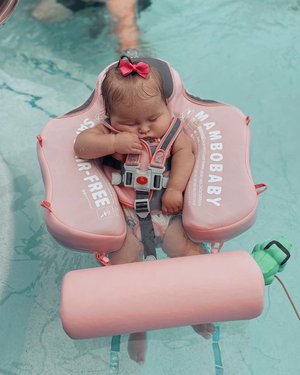 Bouée Bébé Flamant Rose Vert Mambobaby™ | Sans Gonflage & Anti-UV
