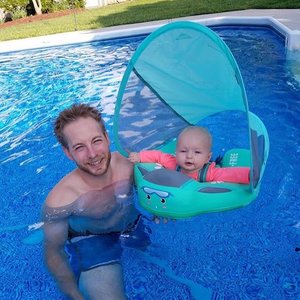 Bouée Bébé Flamant Rose Vert Mambobaby™ | Sans Gonflage & Anti-UV