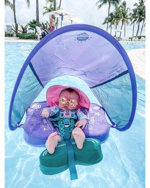 Bouée Bébé Flamant Rose Vert Mambobaby™ | Sans Gonflage & Anti-UV