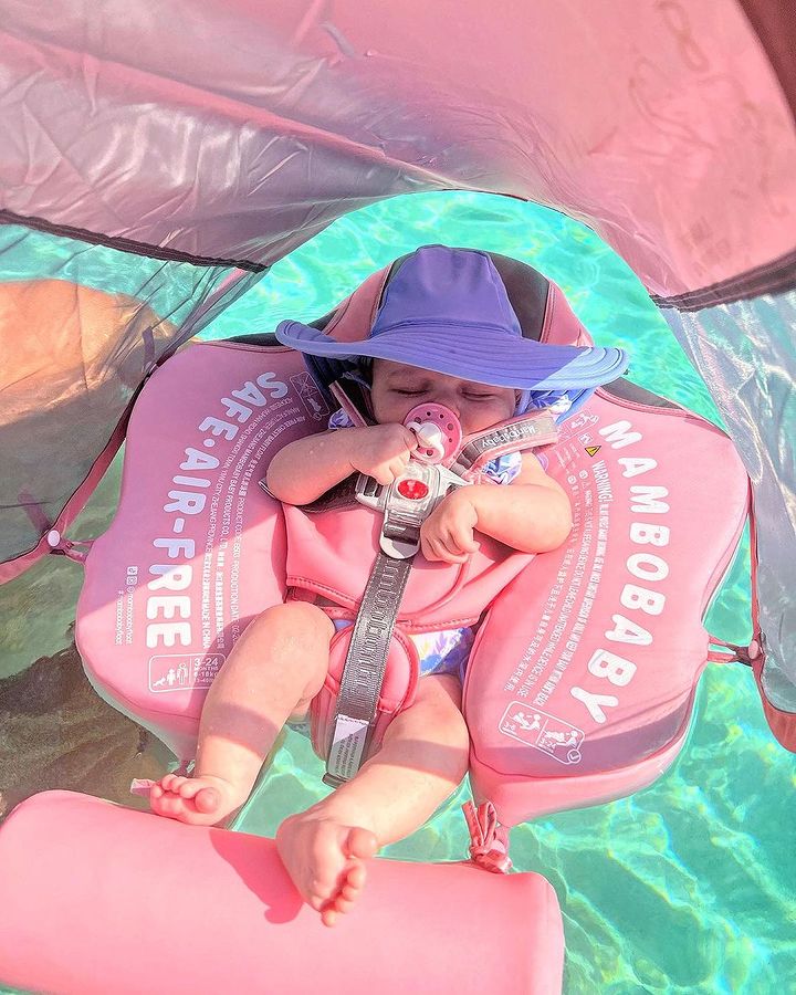 Bouée Bébé Flamant Rose Vert Mambobaby™ | Sans Gonflage & Anti-UV