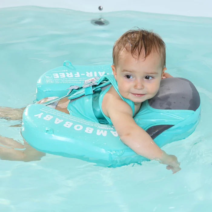 طوق سباحة الفلامينيغو الأخضر Mambobaby™ | بدون نفخ ومضاد للأشعة فوق البنفسجية