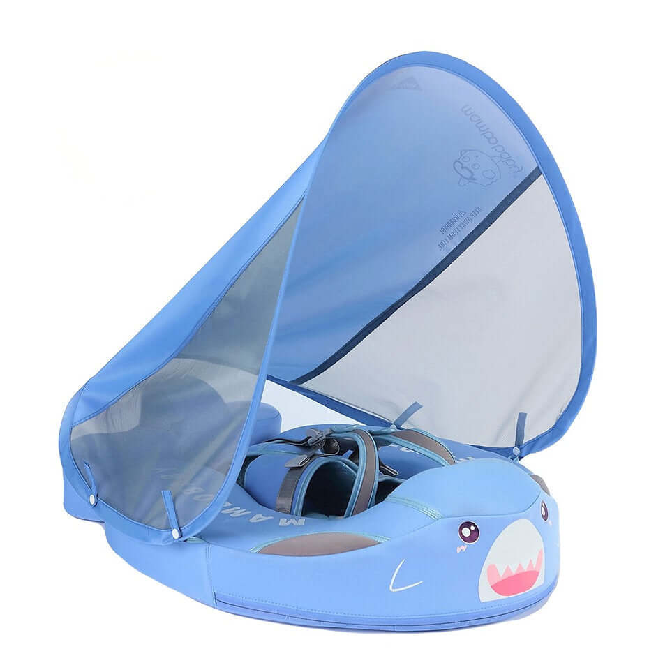 Bouée bébé Mambobaby™ originale en forme de paon bleu ludique, idéale pour les piscines de la France. Modèle non gonflable et sans air, adapté aux bébés de 3 à 24 mois.