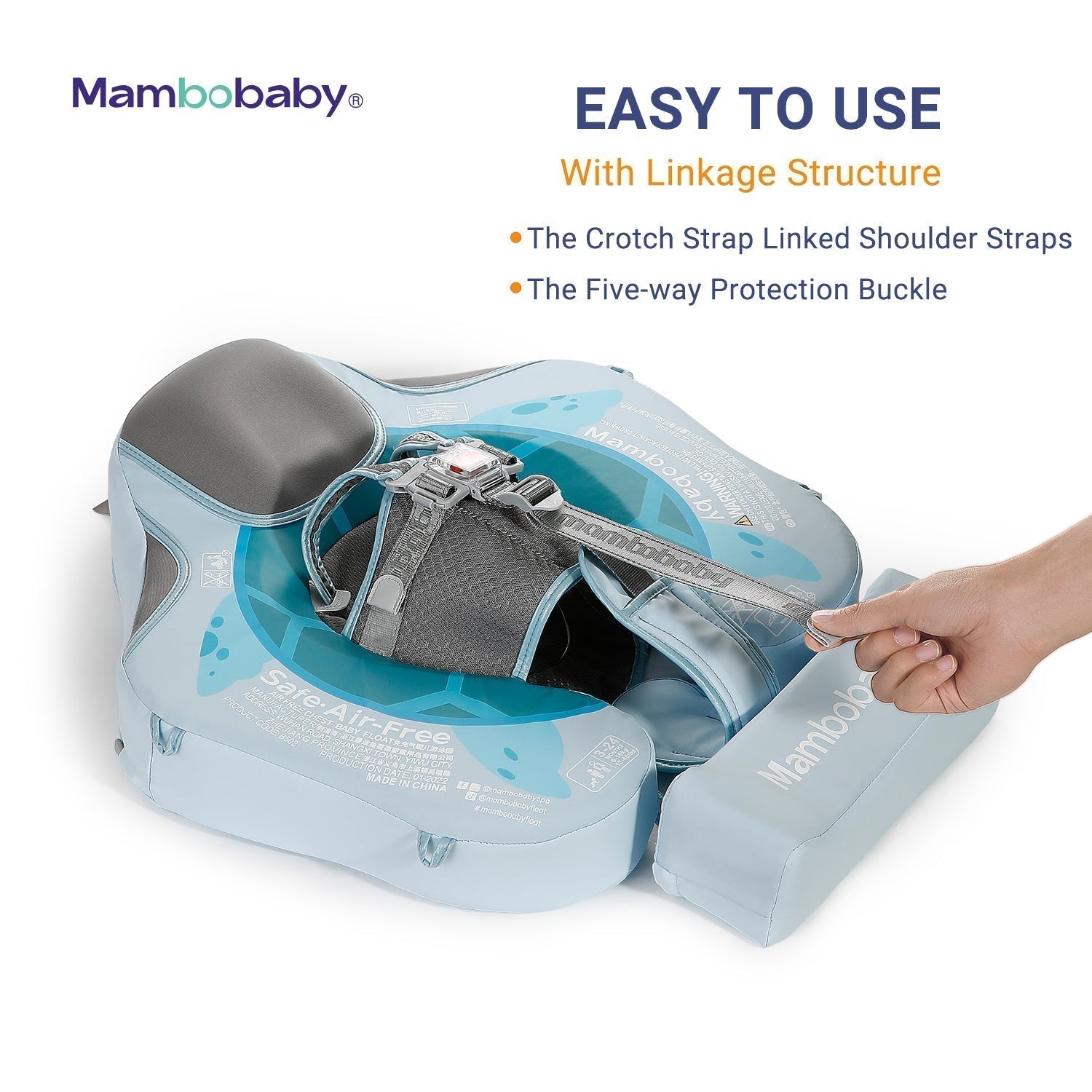 Mambobaby™ Tortue harnais de sécurité 5 points ajustable pour nourrissons. Le cadeau de naissance idéal et sécurisé pour les familles en France.