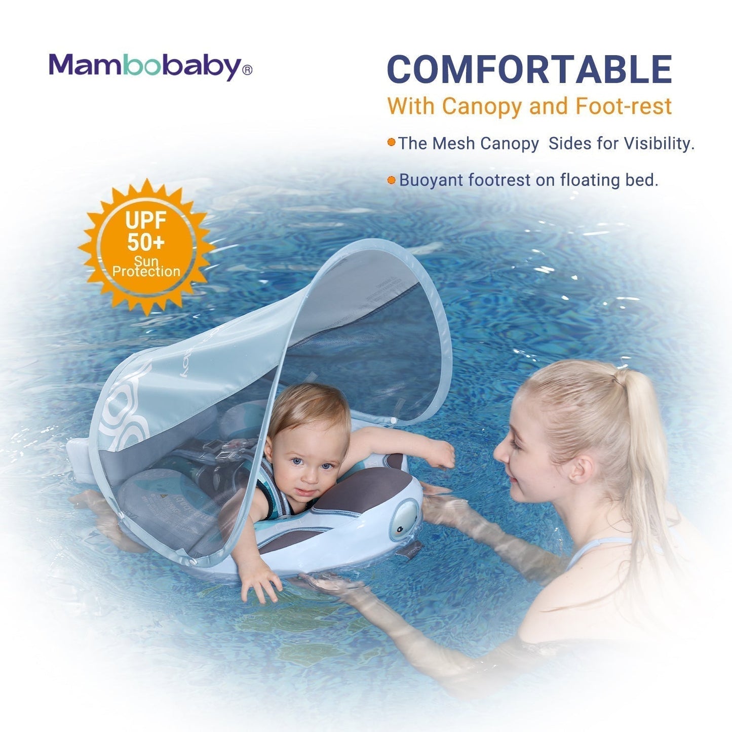 Mambobaby™ Tortue ombrelle amovible avec protection solaire certifiée UPF 50 plus. Le cadeau de naissance idéal et sécurisé pour les familles en France.